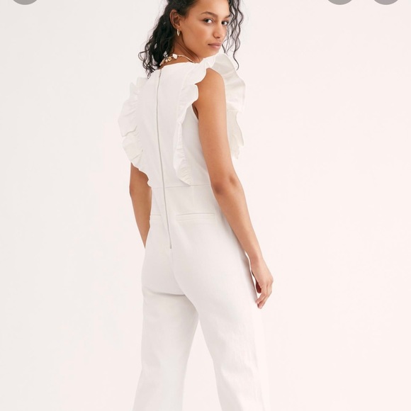 Free People Denim Ruffled Jumpsuit by En Saison - Picture 2 of 8